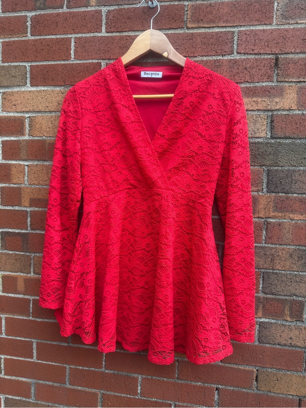 Bec&bridge Red Lace Peplum Top